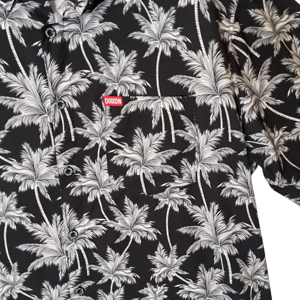 Dixxon The Bali All Over Black White Palm Tree Short Sleeve Button Up Size 3X - Picture 3 of 10